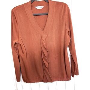 Misook Burnt Orange Sz XL Sweater Grandmacore Preppy Cozycore